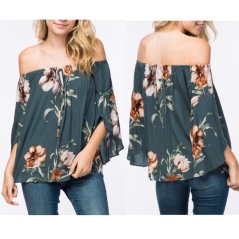 Cute off the shoulder bell sleeve blouse